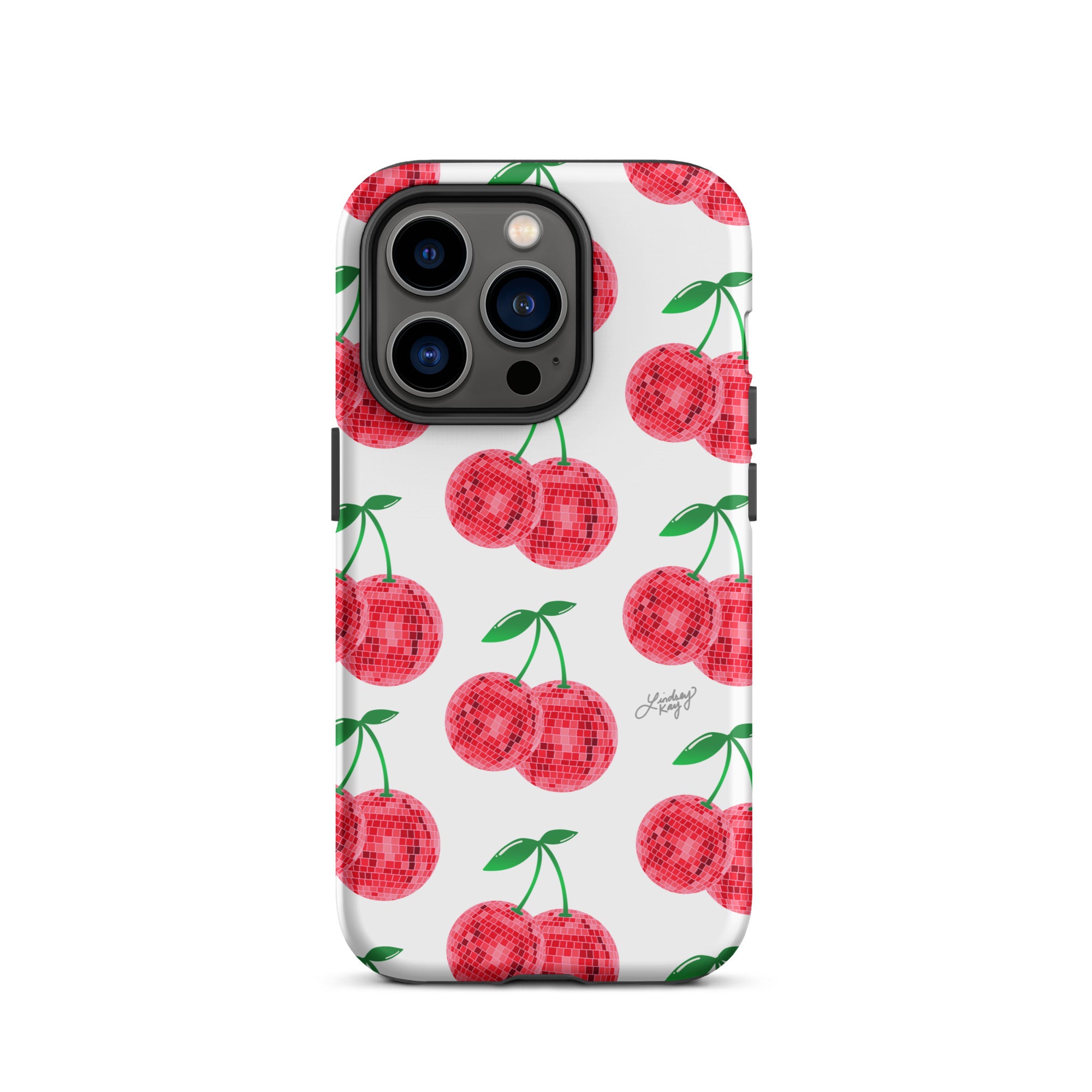 Patrón de cerezas disco rojas - Funda resistente para iPhone®